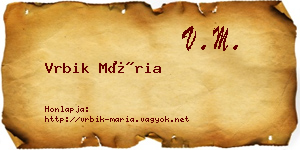 Vrbik Mária névjegykártya